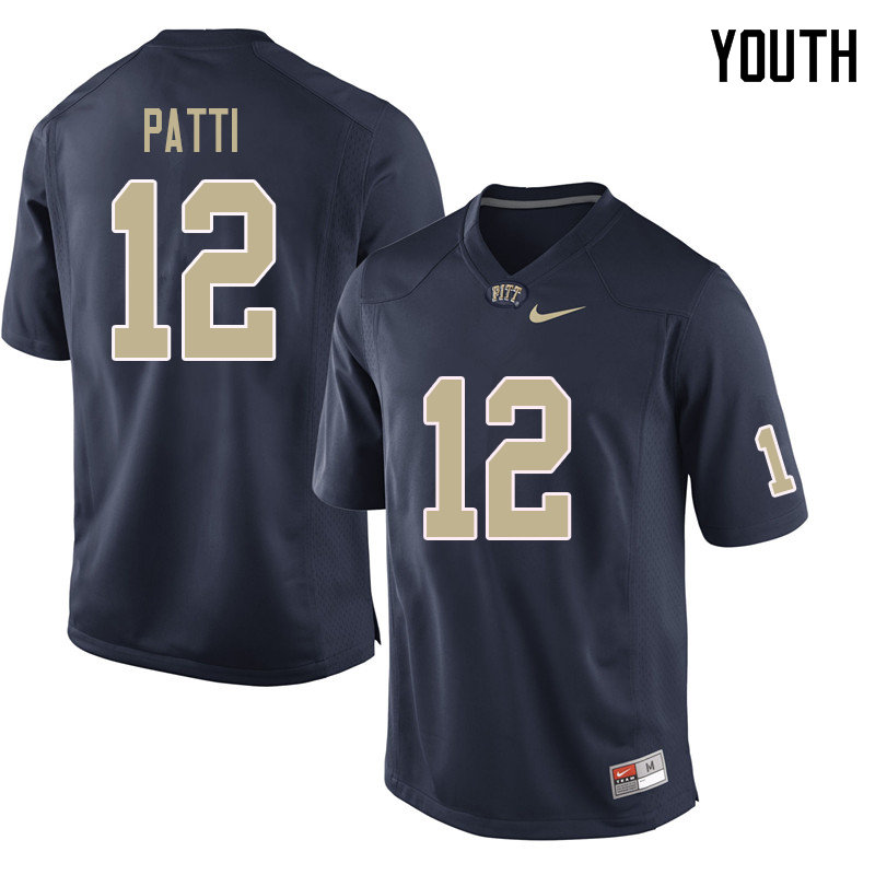 Youth #12 Nick Patti Pittsburgh Panthers College Football Jerseys Sale-Navy